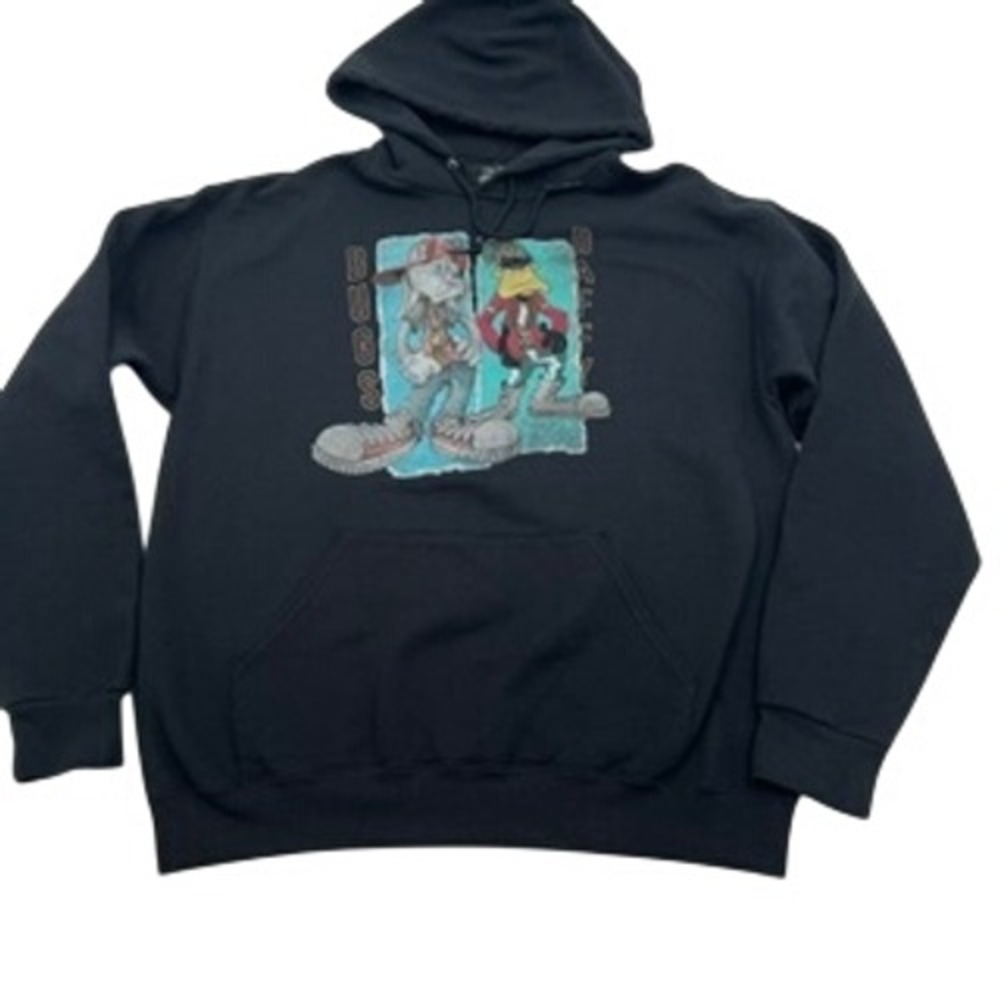 Space Jam A New Legacy Bugs Bunny‎ Daffy Duck Graphic Hoodie Black Mens Large
